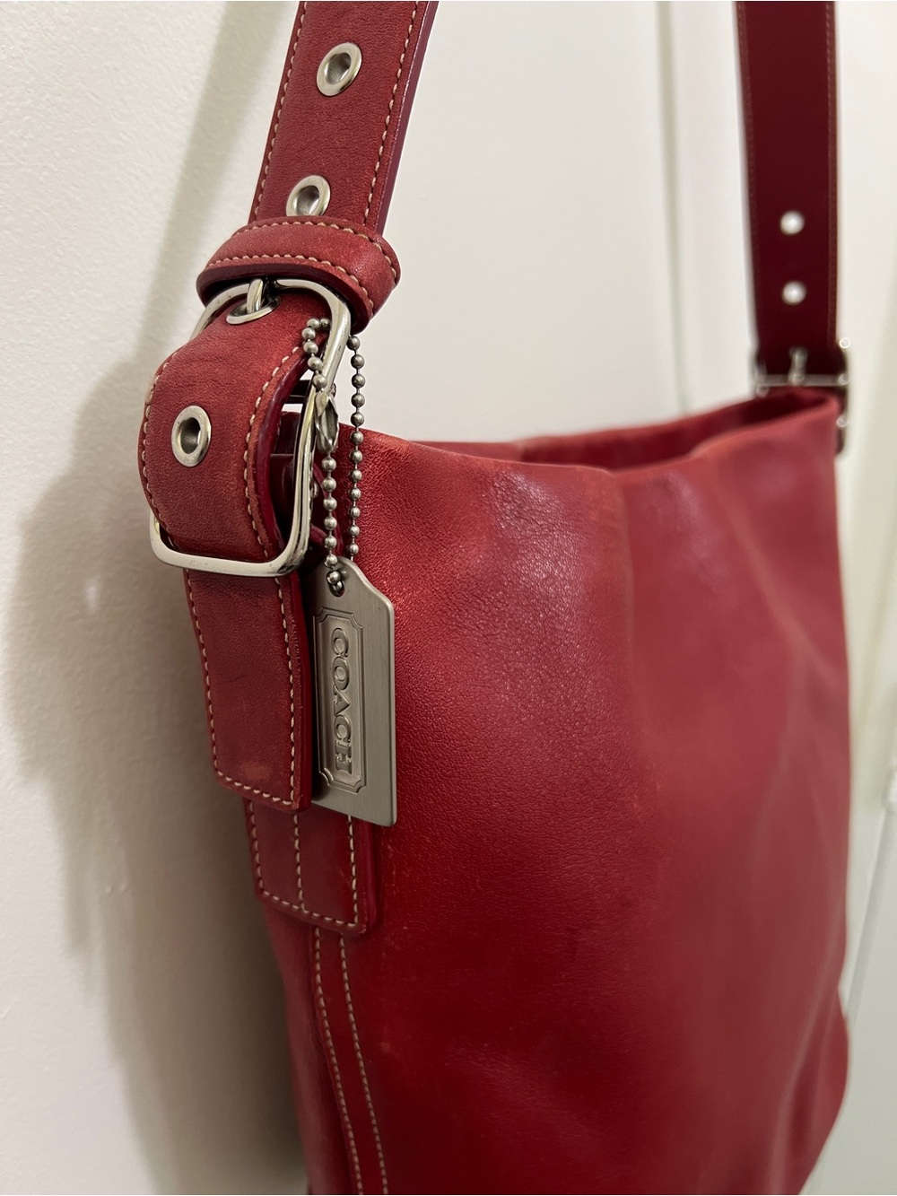 Coach Red Leather Shoulder Bag - Picture 3 of 13